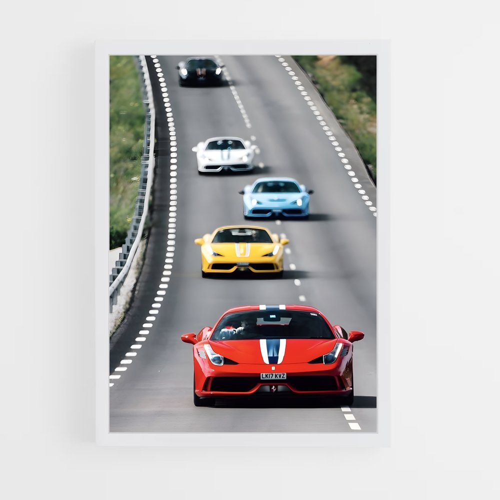 Poster Route des Supercars – affiche Ferrari (vue 3)